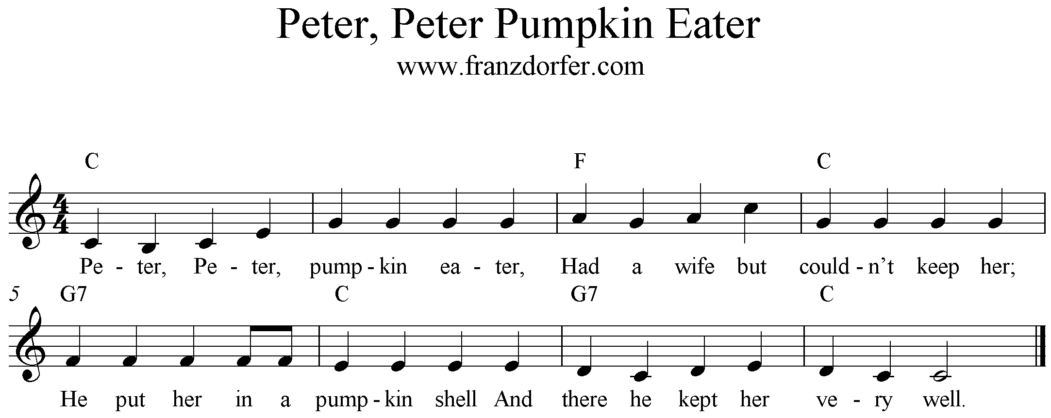 Freesheet Music Peter Peter Pumpkin Eater